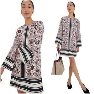 Tuckernuck Patchwork Floral Mini Jamie Dress size S small bell sleeve stripe